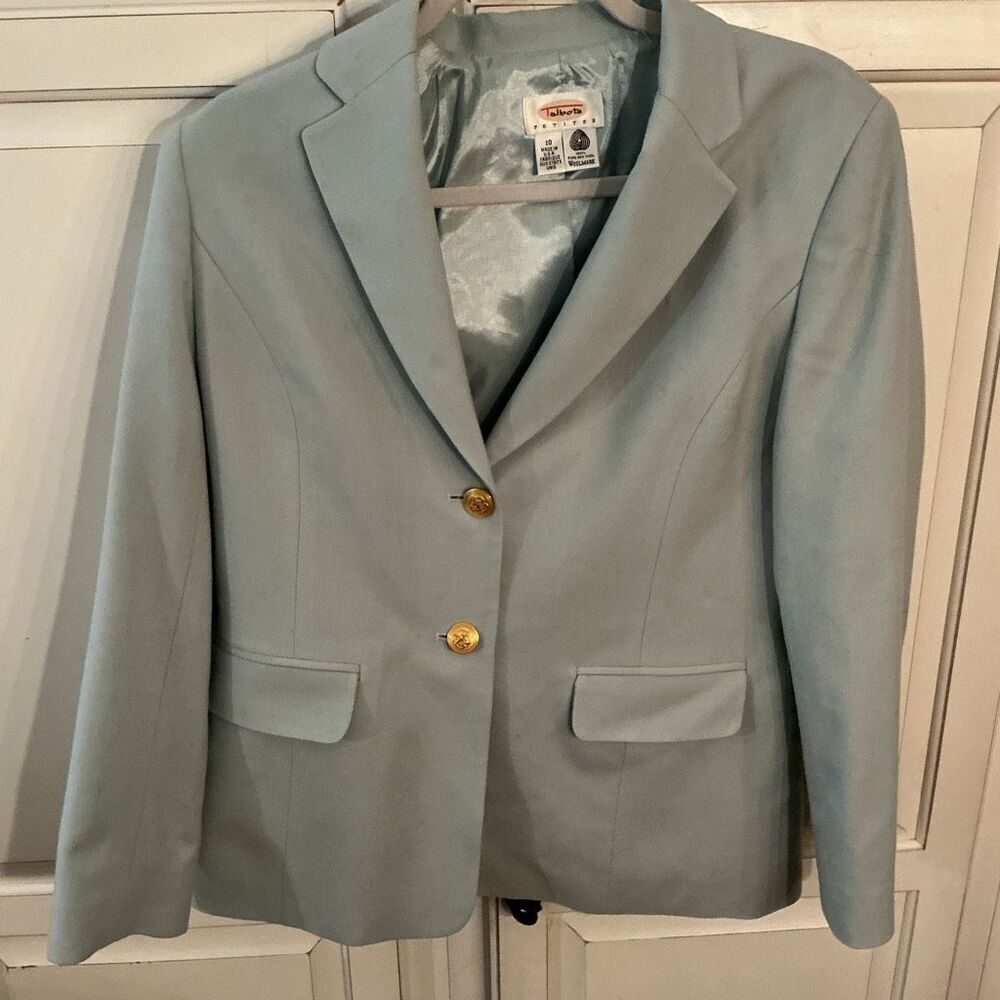 Talbots 100% Wool Blazer Jacket Sz 12 Gray  Academia Business